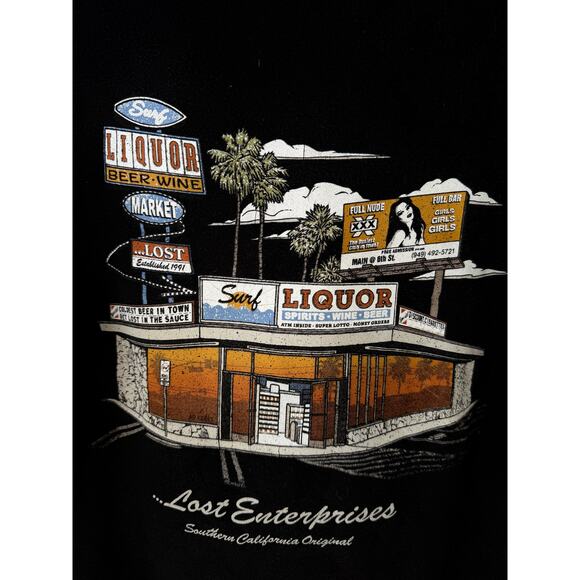 Lost Enterprises Liquor Graphic Hoodie Mens Small Black Surf Style - Picture 5 of 5
